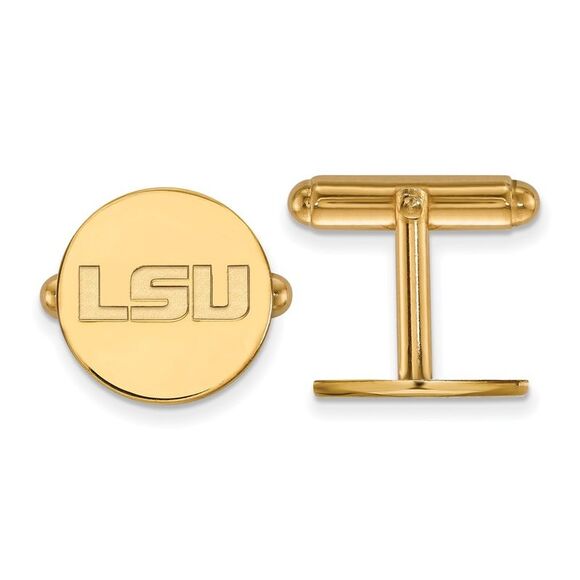 14k Gold Plated Silver Louisiana State University Cuff Links - Picture 1 of 3